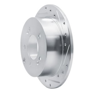 Kia Forte5 Brake Rotor (1) - Rear Right - R1 Concepts - Drilled & Slotted - Silver - `10-`13